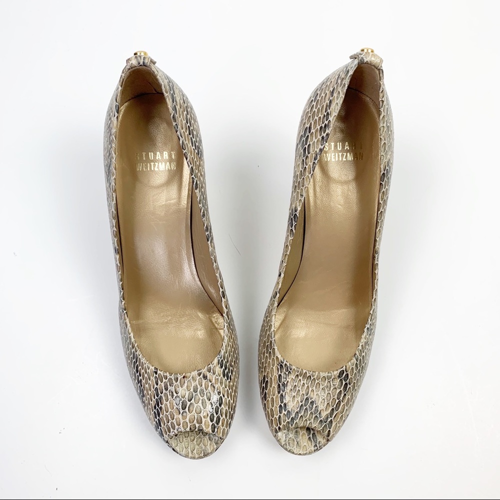 Stuart Wietzman Snakeskin Pumps, Open Toe, leather